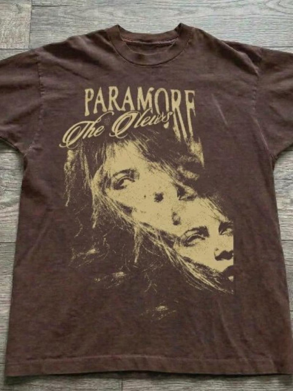 Gildan Brown Paramore 'The News' Graphic Tee with Tan Print